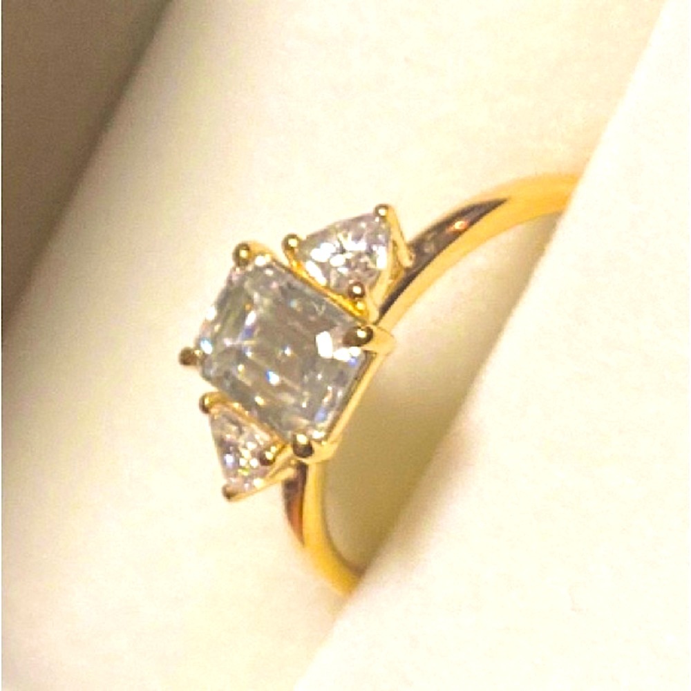The Three Stone Radiant gold-plate Ring